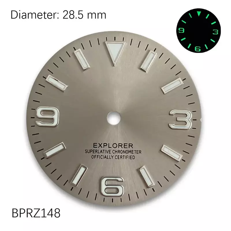 28.5mm Sun Pattern 369 Nails Explorer NH35 Dial Watch Accessories Custom Watch S Logo Dial（BTG）