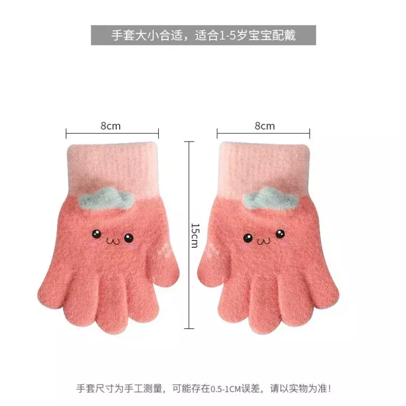 Sarung tangan musim dingin anak-anak, perlindungan jari kartun sarung tangan bayi untuk luar ruangan hangat aksesoris anak-anak 4-12 tahun