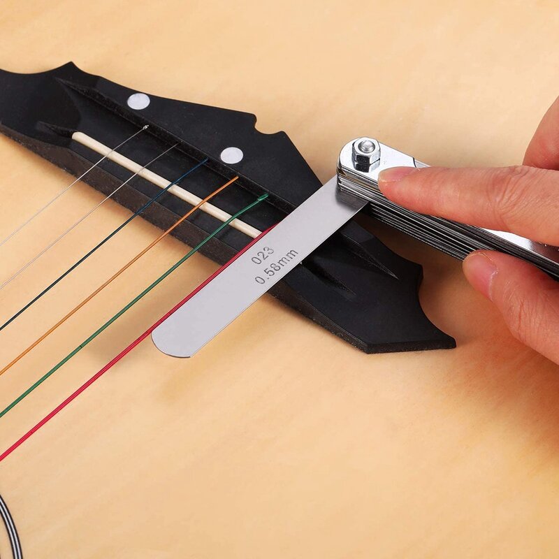 32 pz/set righello di misurazione dell'altezza della corda della chitarra misuratore di spessore della chitarra in acciaio inossidabile strumento di misurazione spessimetro della lama