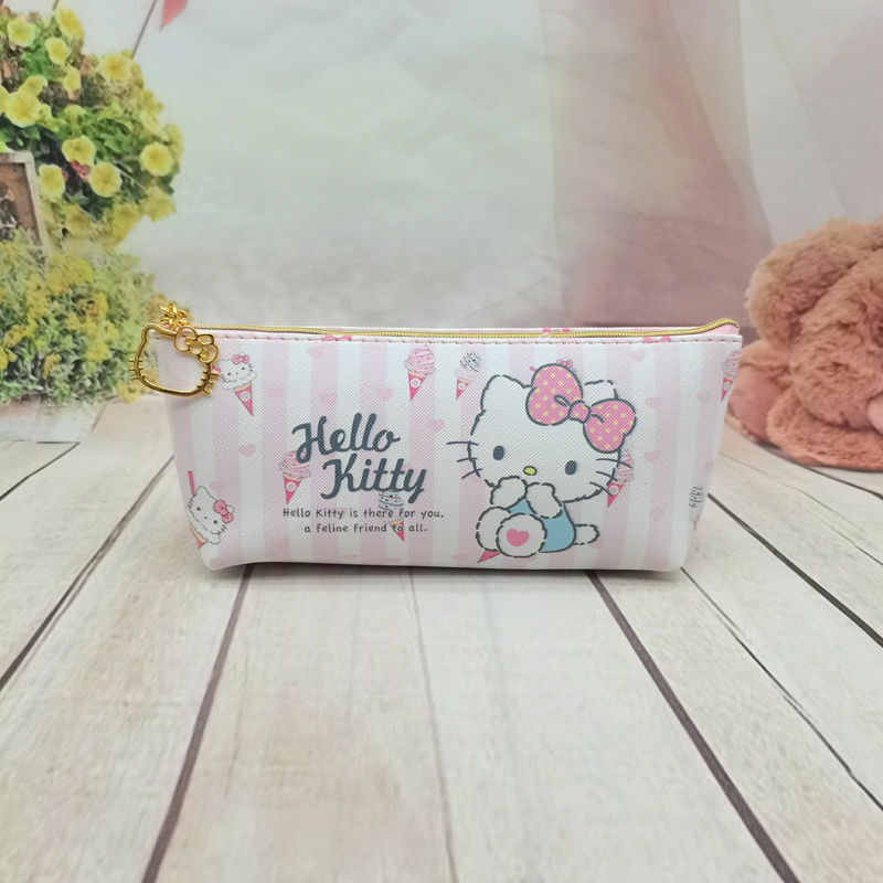 TAKARA TOMY 2022 Cartoon Cute Hello Kitty Stationery Bag Girls Student Zipper Pencil Bag Storage Bag