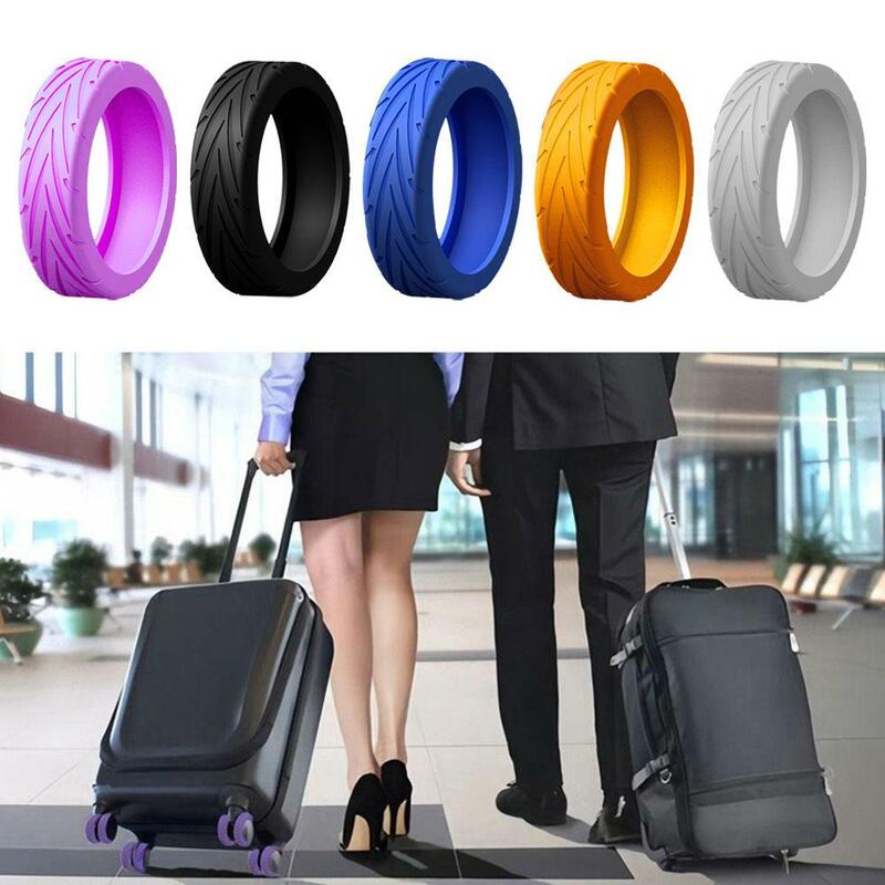 4pcs Silicone Luggage Wheel Protecter Travel Rolling Suitcase Trolley Caster Shoes Reduce Noise Silence Cover Bag Accessories