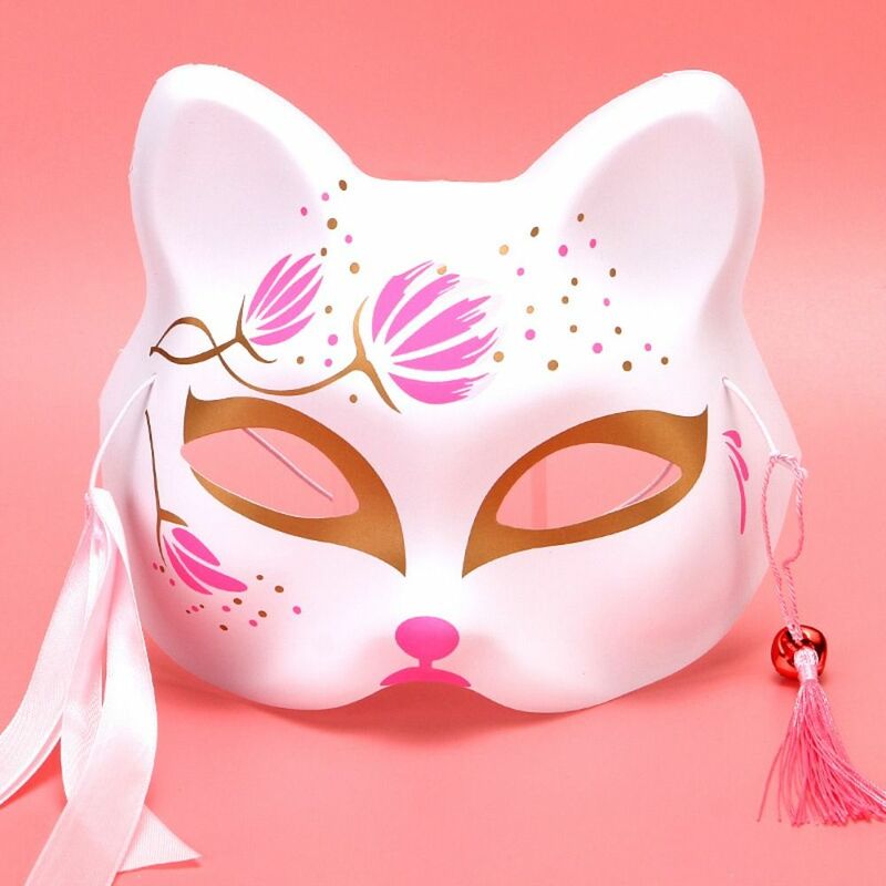 2 szt. Festiwal japoński wykwintne maski na pół twarzy Cosplay Anime lisy maska rekwizyty na przyjęcia