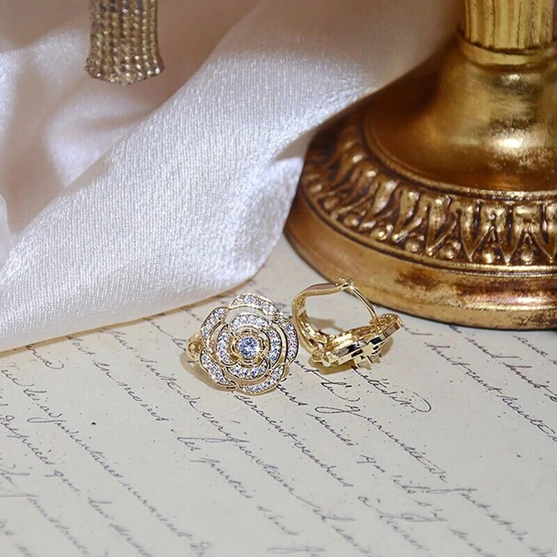 Висячие серьги-гвоздики CAOSHI в виде цветка, ювелирные изделия для свадебной церемонии с нежным дизайном золотого/серебряного цвета, аксессуары для женщин