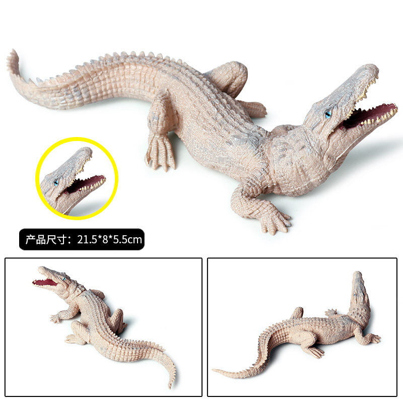 Simulation  solid wildlife model beige crocodile alligator amphibian crocodile toy hand-made