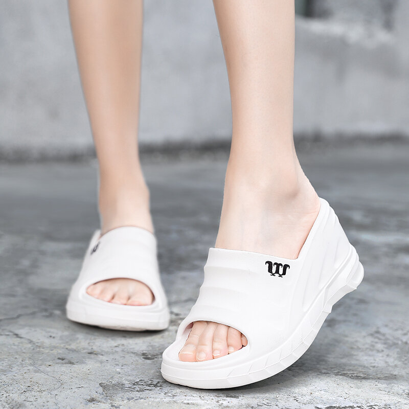 Sandal wanita hak tinggi miring 9cm STRONGSHEN Wedges Platform sandal tinggi pantai luar ruangan nyaman musim panas Zapatillas De Mujer