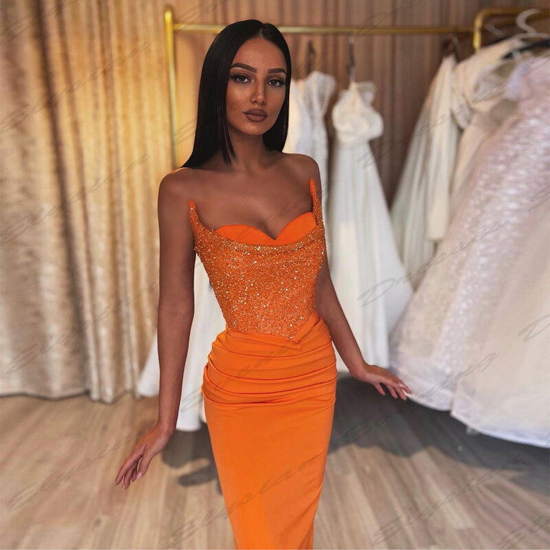 Elegant Beautiful New Evening Dresses For Women Fashion Sexy Backless Mermaid Off Shoulder Sleeveless Simple Mopping Prom Gowns