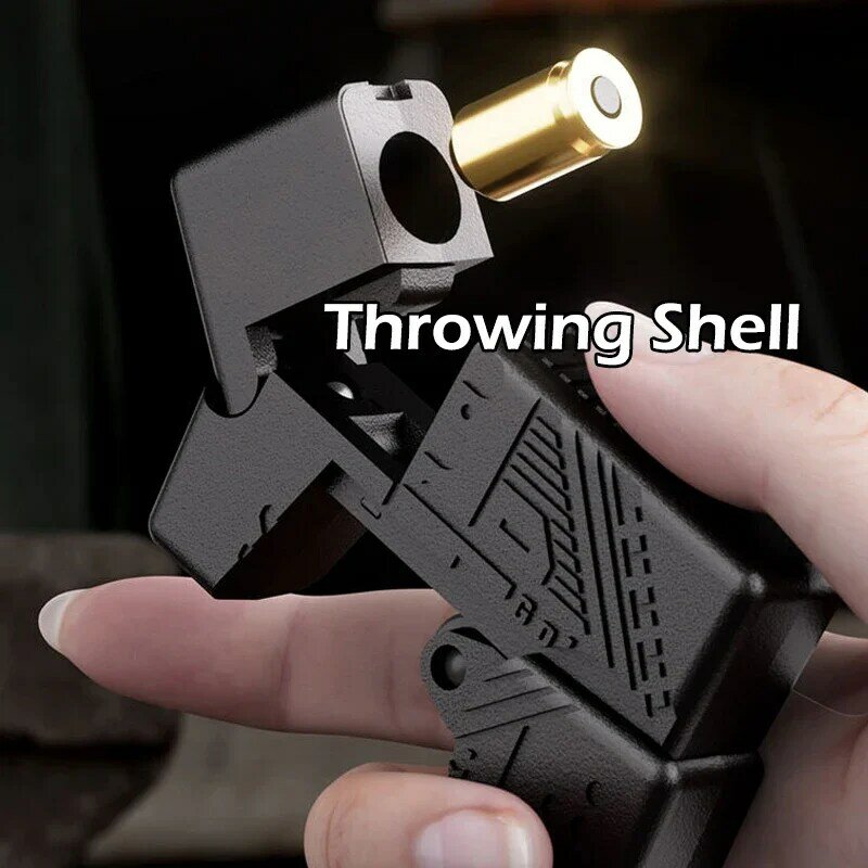 1PC Small Portable Lighter Type Alloy Folding Throwing Shell Gun Toy  EDC Decompression Finger Toys Children Creative Gifts