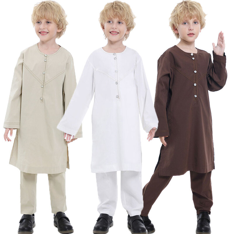ชุดคลุมมุสลิมสำหรับเด็กชุด2ชิ้นเสื้อคลุมมุสลิม