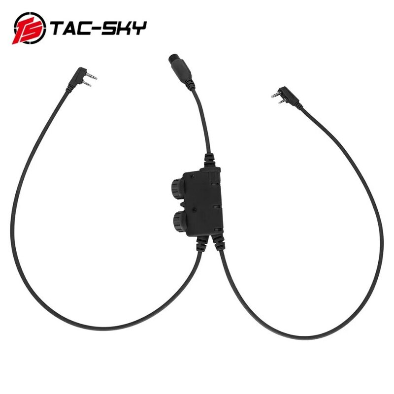 TS TAC-SKY Tactical Ptt Dual Communication RAC Ptt Kenwood Plug per Baofeng UV5R Airsoft ShootingTactical Headset Walkie-Talkie