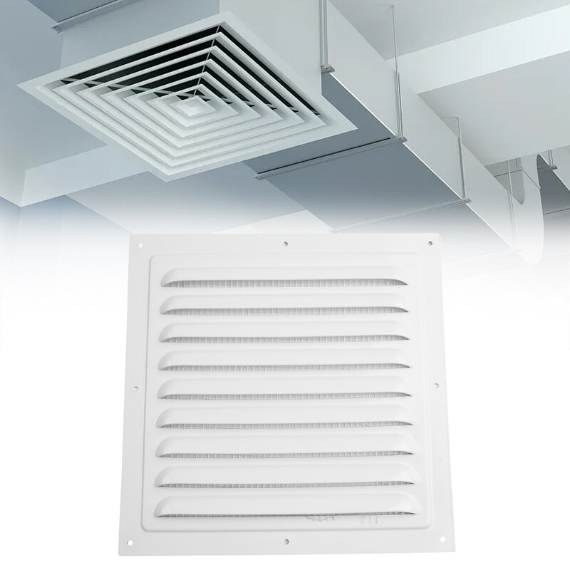Square Aluminum Alloy Air Ventilation Cover 150 200 250 300mm Louver Ducting Ceiling Vent Grill Cover Cooling Ventilator Mesh