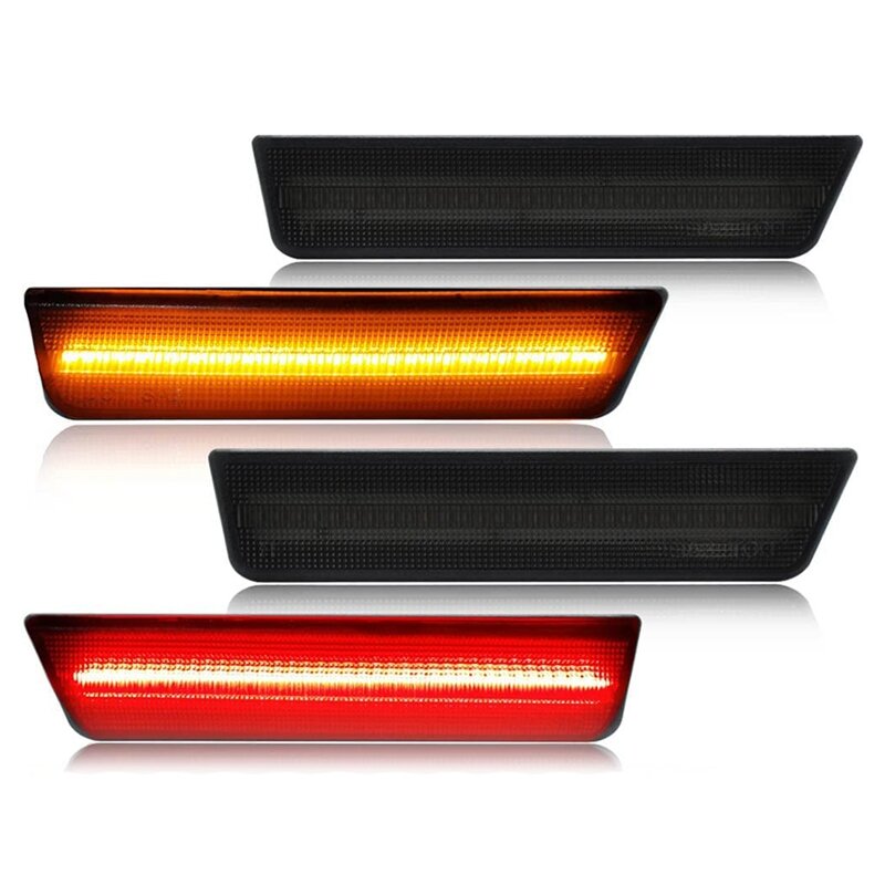 Lampu LED penanda samping depan belakang Amber/merah lensa Smoke untuk Dodge Challenger 2008-2014 penanda sinyal belok LED