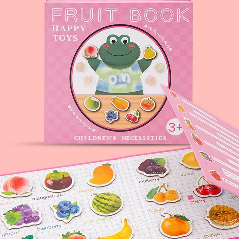 Frutas Cognição Magnética Aprendizagem Educacional Livros, Multifuncional Tearable Livro Mastigável Brinquedos para Crianças, Jardim de Infância Pré-Escolar