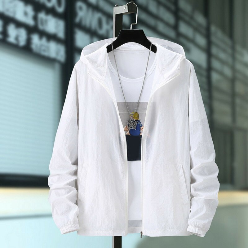 Men Fashion Solid Surface Pocket Cardigan Zipper Sweater Jacket Thin Bubble Jackets Men Korean Fashion Mens Clothing