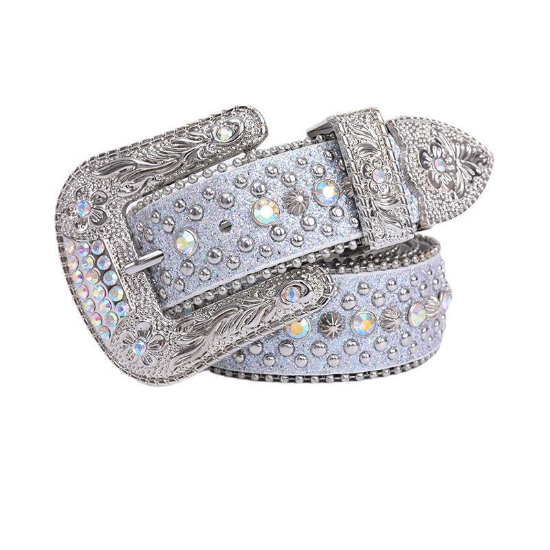 Sabuk Hexagram pria, perhiasan gaya baru 2024, sabuk berlian berkilau dan indah