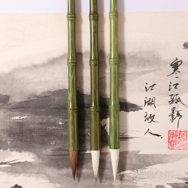Oil Watercolor Chinese Calligraphy Brush Wood Wolf Hair Scriptures Writing Brush Oil Painting Art Paint Brush Art Supplies