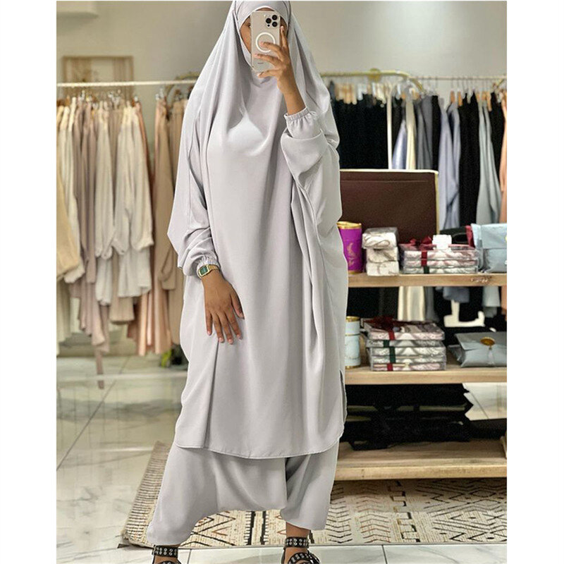 Ensemble de pantalons tiens imar pour femmes, robe de prière, caftan musulman, abayas, robe de Ramadan, vêtements islamiques, couverture complète, 2 pièces