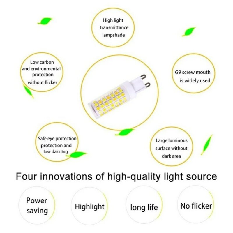10 sztuk najjaśniejsza G9 lampa LED AC220V 3W 5W 7W ceramiczna żarówka SMD2835 LED ciepła/chłodna biała reflektor zastępuje światło halogenowe sprzedaż hurtowa