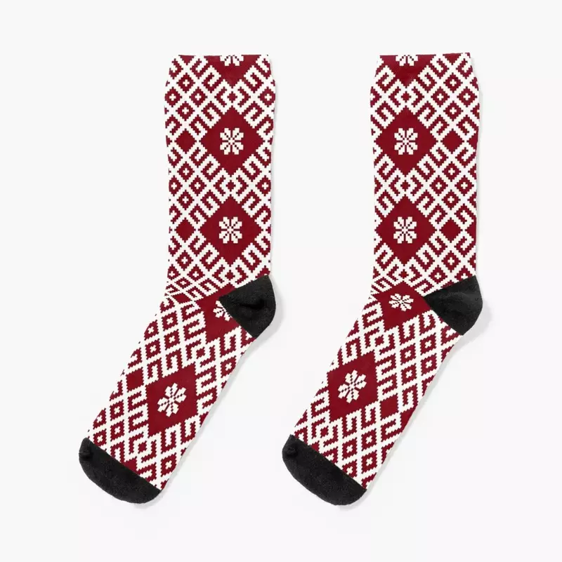 ถุงเท้าลายแบบดั้งเดิมของลัตเวียถุงเท้าแนวฮิปฮอปสวยงามสำหรับผู้หญิงผู้ชายของขวัญคริสต์มาสเดินป่า