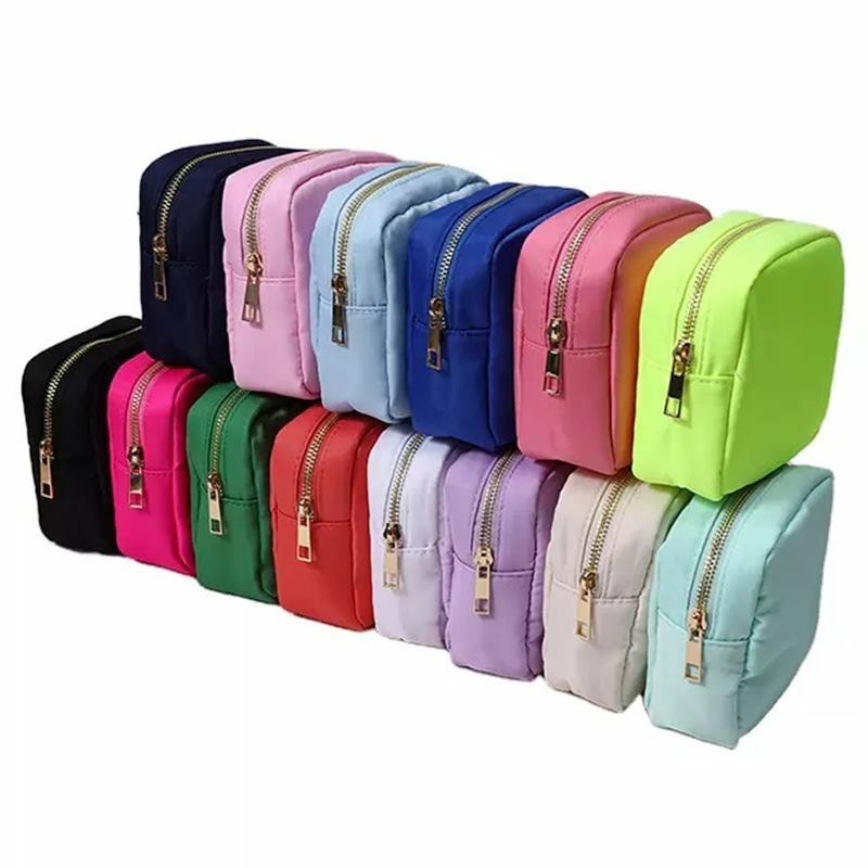 Stock Multi Colors Nylon Pouch Large Cosmetic Bag Zipper Toiletries Organizer Bag For Women Girls Gift Makeup Pouch