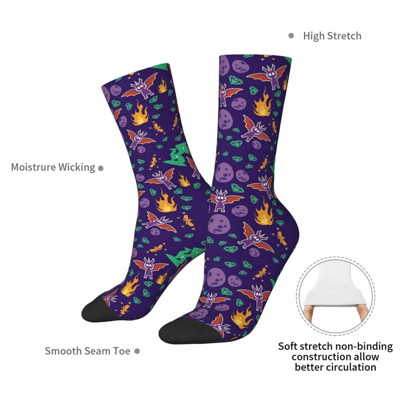 Kaus kaki motif Spyro stoking kualitas tinggi Harajuku sepanjang musim aksesoris KAUS KAKI untuk hadiah ulang tahun uniseks