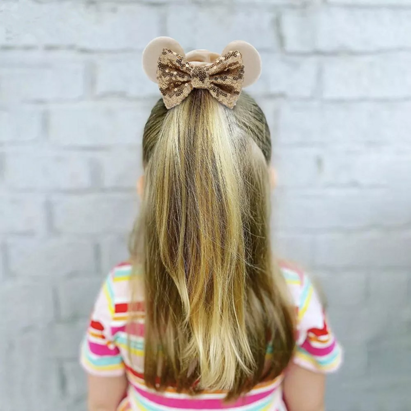 Disney Ohren Haar Haar gummis Samt Haar bänder für Mädchen Pailletten Bögen Stirnband Frauen Reise DIY Zubehör Minnie Maus Party Dekor