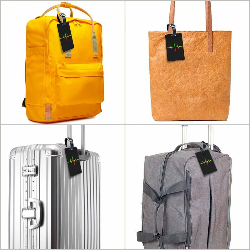 Персонализированная бирка для багажа с изображением сердцебиения, музыки, регги, музыки, импульса, защитные бирки для багажа, дорожные этикетки для сумок, чемоданов