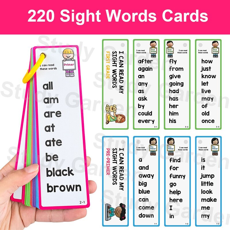 Montessori Sight GROFlashcards, Vocabulaire Construction de la vue en anglais, Cartes d'apprentissage du sol, Listes communes de mots