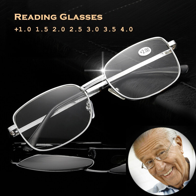 Óculos de leitura ultraleves para homens, óculos de lente clara, presente portátil para pais, óculos presbiópicos antifadiga, 2021