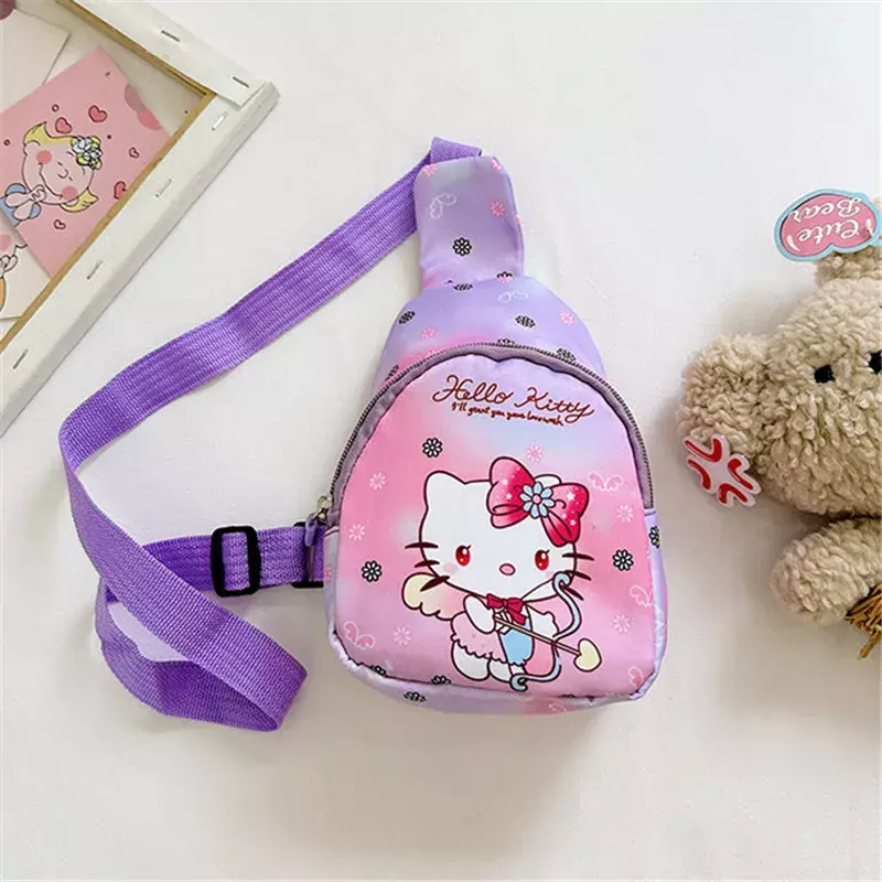 Tas selempang kartun Sanrio tas tangan anak-anak Cinnamoroll tas dada perjalanan untuk kurir bahu Kuromi mainan hadiah barang Hello Kitty