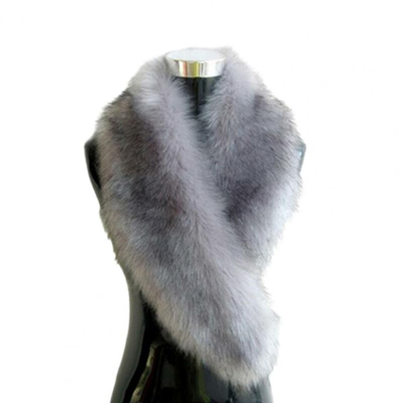 Damski szalik zimowy przytulny puszysty imitacja futra jednolity kolor miękki lekki, zagęszczony ciepły dekoracyjny kołnierz szal na szyję