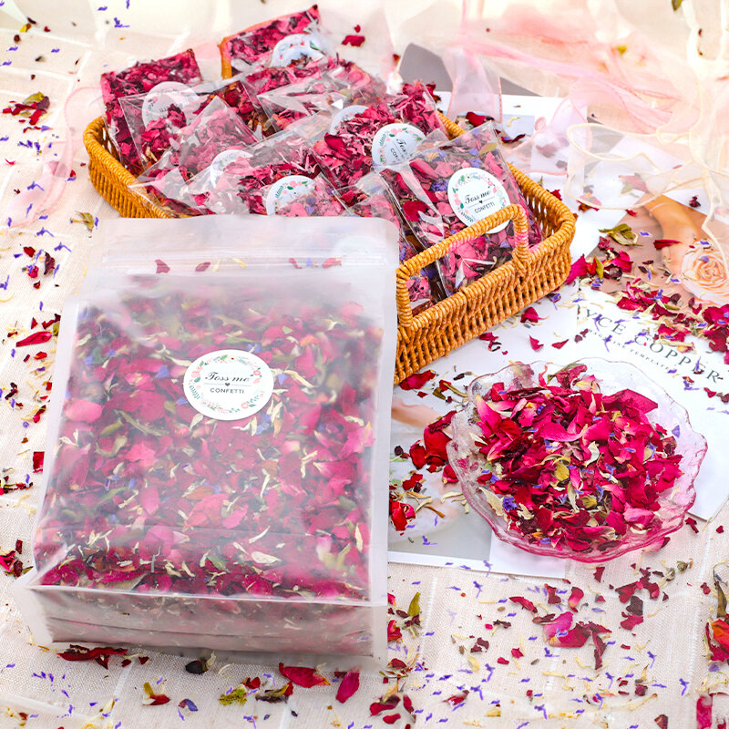 Сушеный цветок с конфетти, 100/200 г, 100% натуральный лепесток, биоразлагаемый, для девичника невесты, праздника, вечеринки, «сделай сам», декоративная роза, бумажный конус
