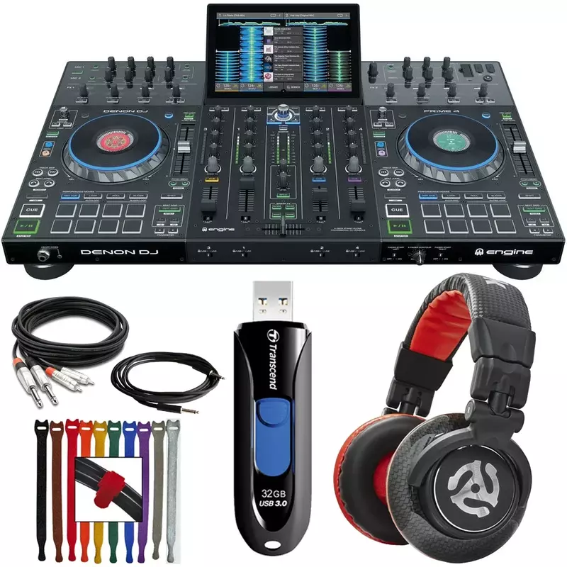 Летняя распродажа, скидка на товары, подлинный 2020/2022 Denon DJ Prime4 4-канальный автономный DJ-контроллер Serato DJ, черный