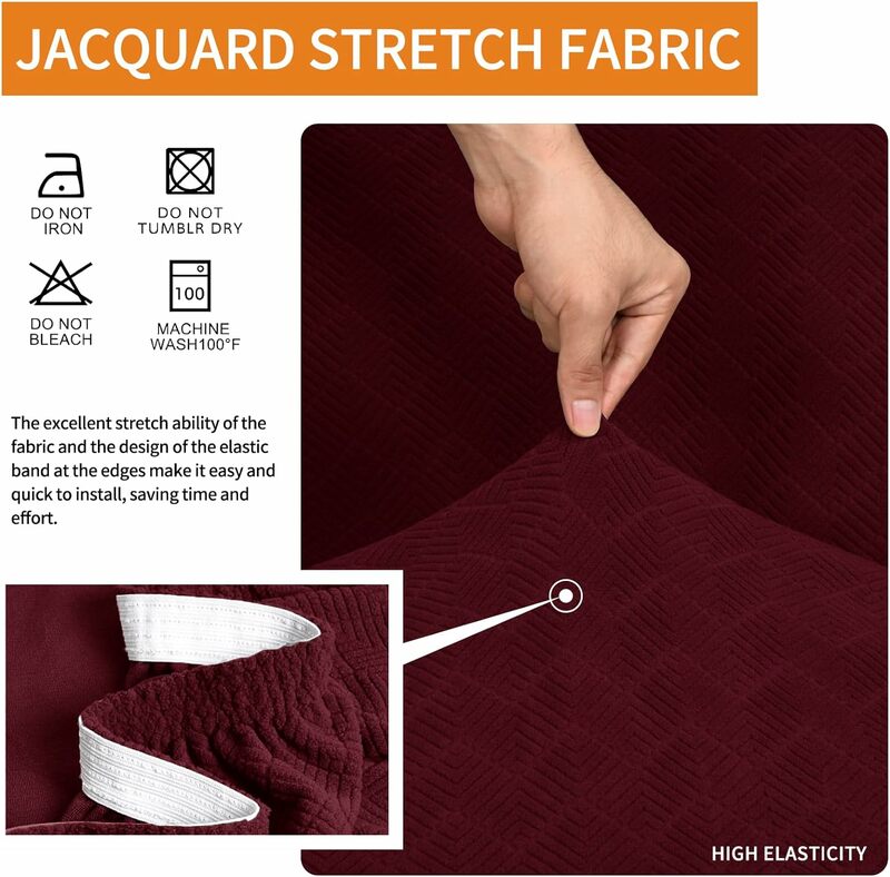 Stretch Cushion Covers Long Loveseat Seat Cushion Slipcovers Soft Couch Cover Replacement Diamond Pattern Furniture Protector
