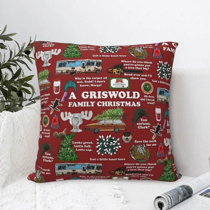 Christmas Vacation Collage Square Pillowcase Pillow Cover Polyester Cushion Decor Comfort Throw Pillow for Home Sofa