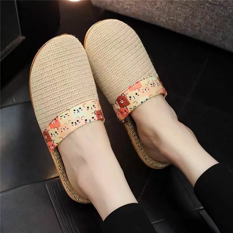 2024 Man's Summer New Baotou Flat Sole Linen Slippers Unisex Soft Sole No Slip Home Silent Slipper Free Shipping Floor Slipppers