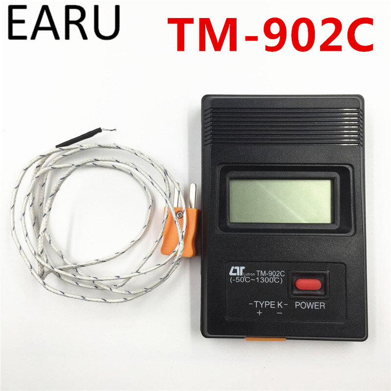 Termómetro Detector de temperatura Digital LCD, termodetector Industrial, sonda termopar, color negro K, TM-902C