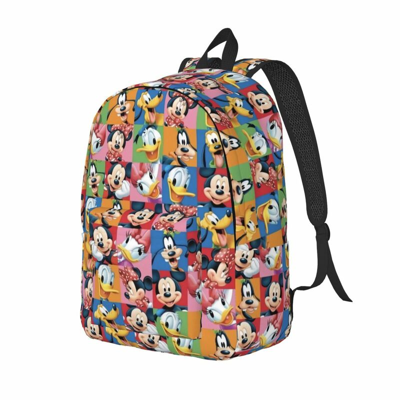 Niestandardowy kolaż Minnie Mickey Mouse płócienny plecak dla dziewczynki chłopców plecaki szkolne studencka damska torba na książki dla 15 Cal laptopa