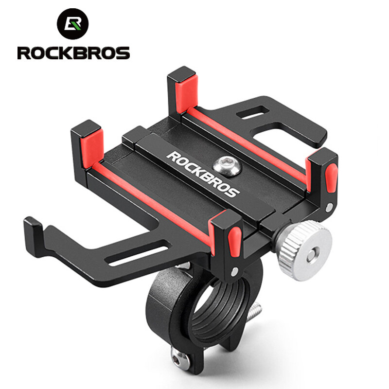 Rockbros-オートバイ用のCNCアルミニウム合金携帯電話ホルダー,5つのクリップ付きの機械式自転車スタンド