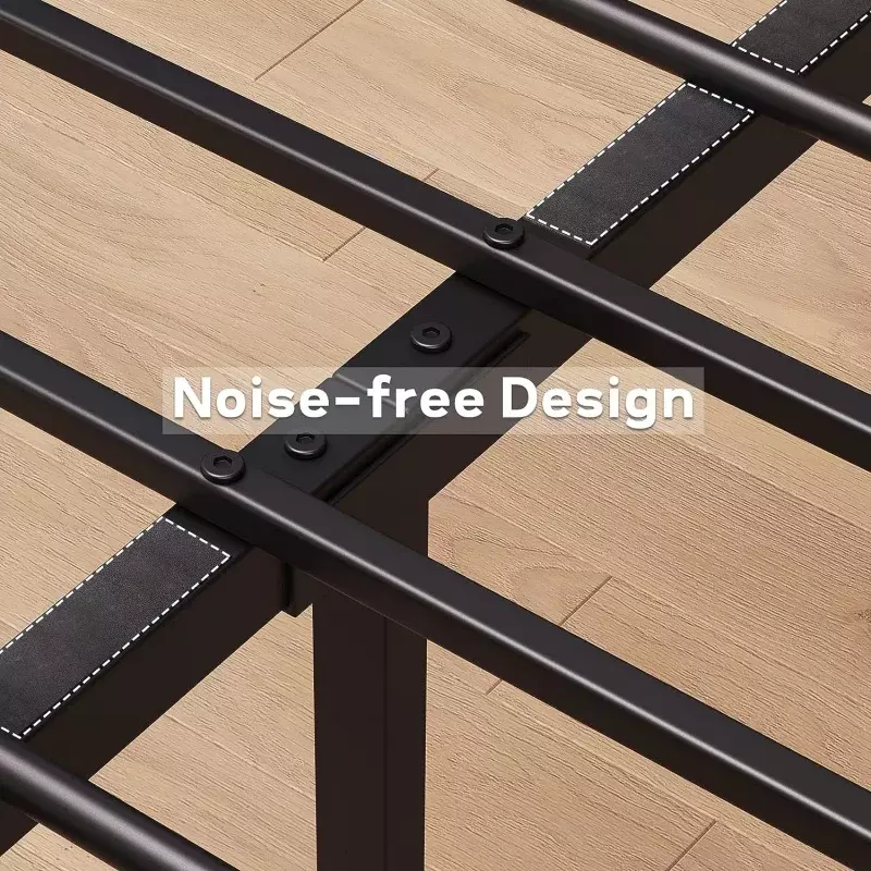 IDEALCertifies-cadre de lit king size 14 i, cadre de lit industriel king size avec planche de sauna en bois et marchepied, pas besoin de ressorts