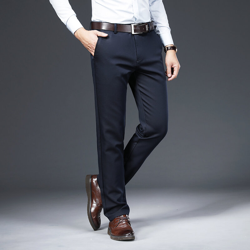 Men's Casual Pants Autumn Loose Straight Stretch Fashion High-End Quality Professional Men's Office Business Trousers