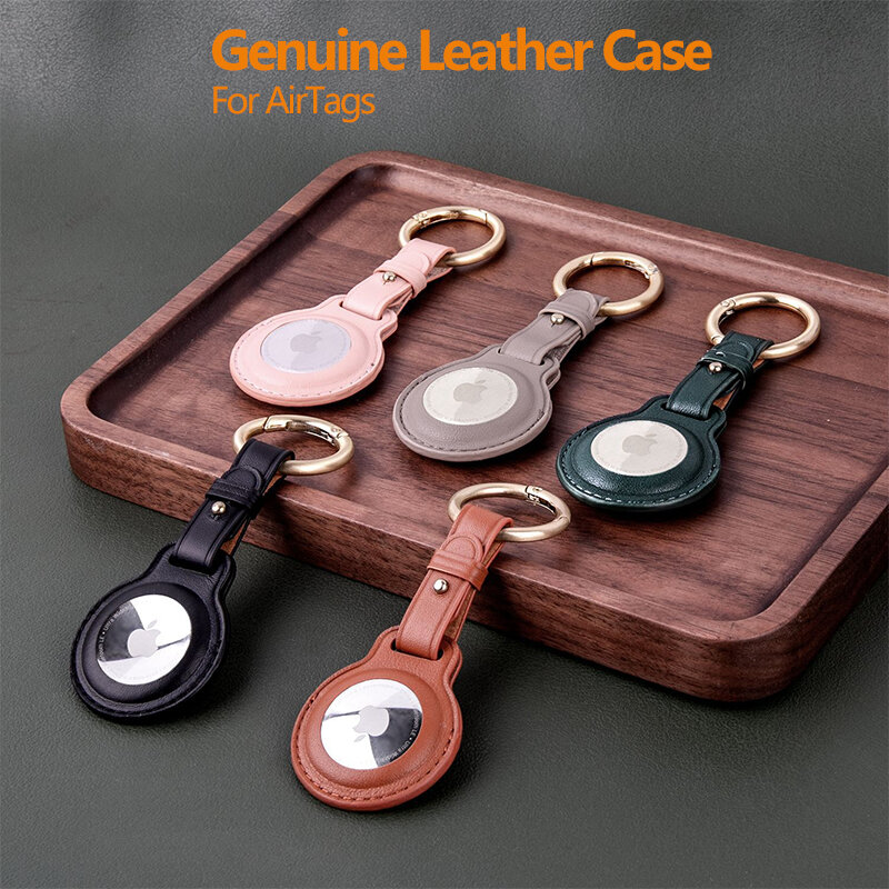 Genuine Leather Protective Cover Case Location Protector for AirTag Tracker Real Skin AirTags Case Handmade