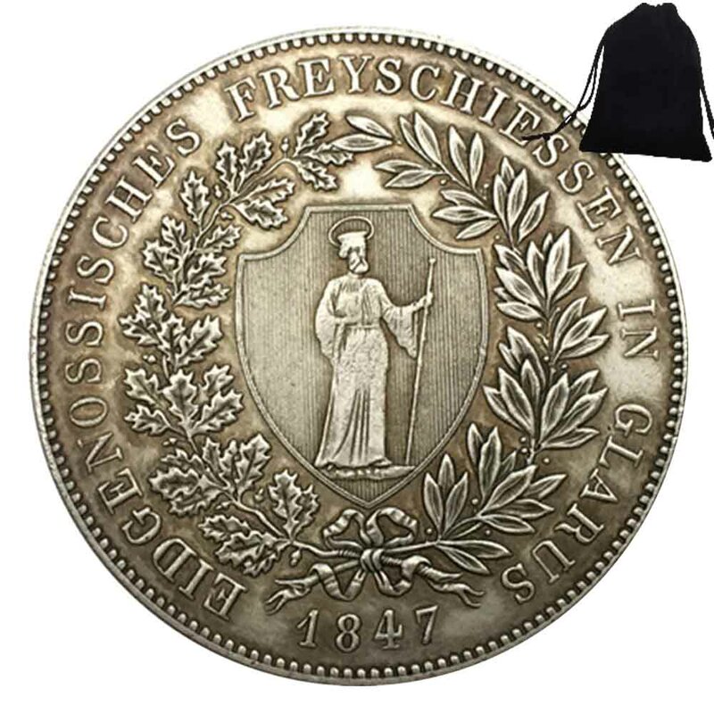 Luksusowa 1847 szwajcarska dzielna para rycerzy moneta artystyczna/moneta decyzyjna klubu nocnego/pamiątkowa kieszonkowa moneta na prezent