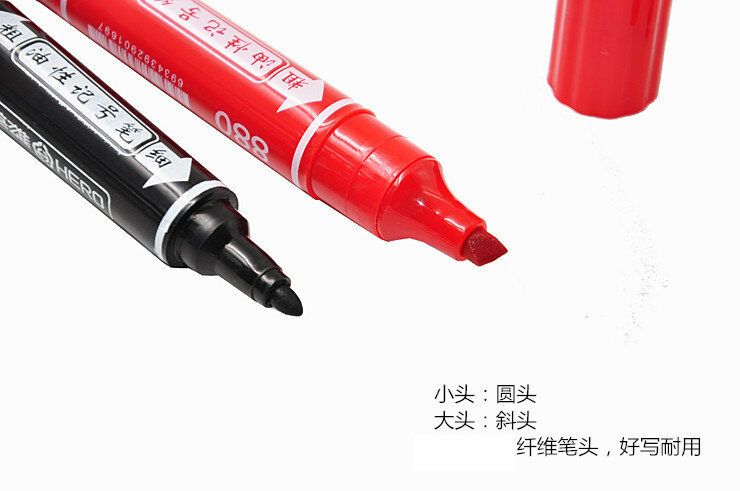 Двухголовая ручка-маркер с крючком, водостойкая масляная ручка, маленькие и большие, тонкие/толстые, школьные маркеры, офисные принадлежности