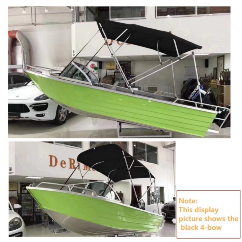 Black 3 Bow Bimini Top For Boat Canvas Sun Shade Boat Canopy With 25mm 6063 Aluminum Tube 600D Polyester Oxford Cloth