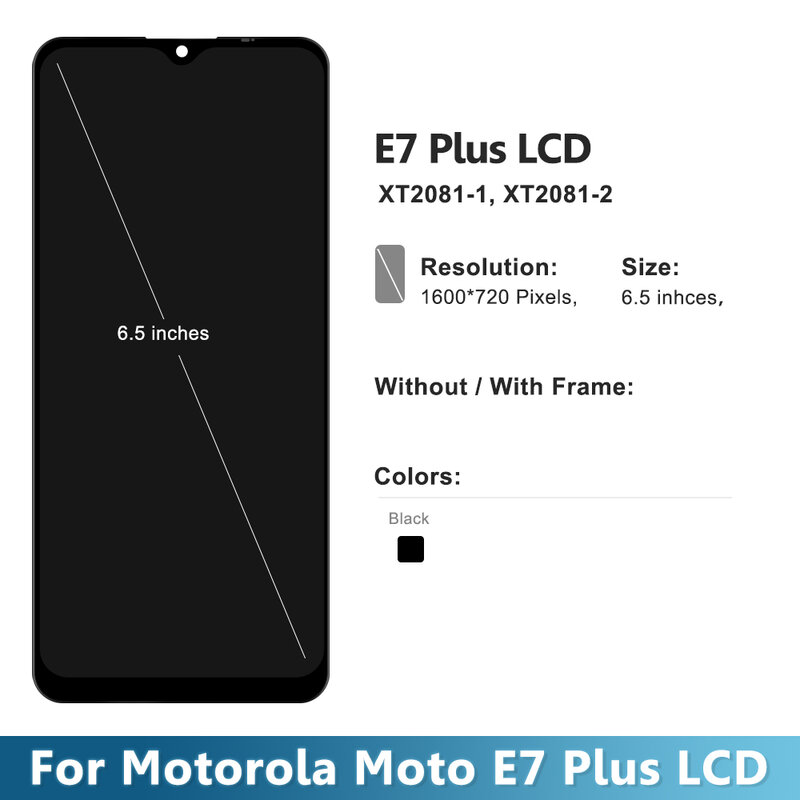 Оригинальный дисплей 6,5 дюйма для Motorola Moto E7 Plus, ЖК-дисплей, сенсорный экран, дигитайзер в сборе для Moto E7Plus, XT2081-1, XT2081-2