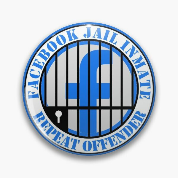 Facebook Jail Inmate Repeat Offender  Customizable Soft Button Pin Jewelry Lover Cartoon Decor Brooch Clothes Metal Collar