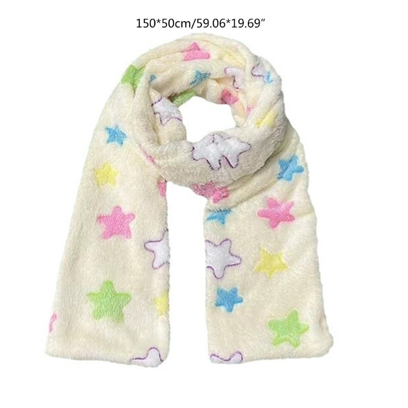 Meisjes sjaal voor sport en winkelen Warme gezellige sjaal Dikke harige sjaal Kleurrijke sterrensjaal voor reizen en datum T8NB