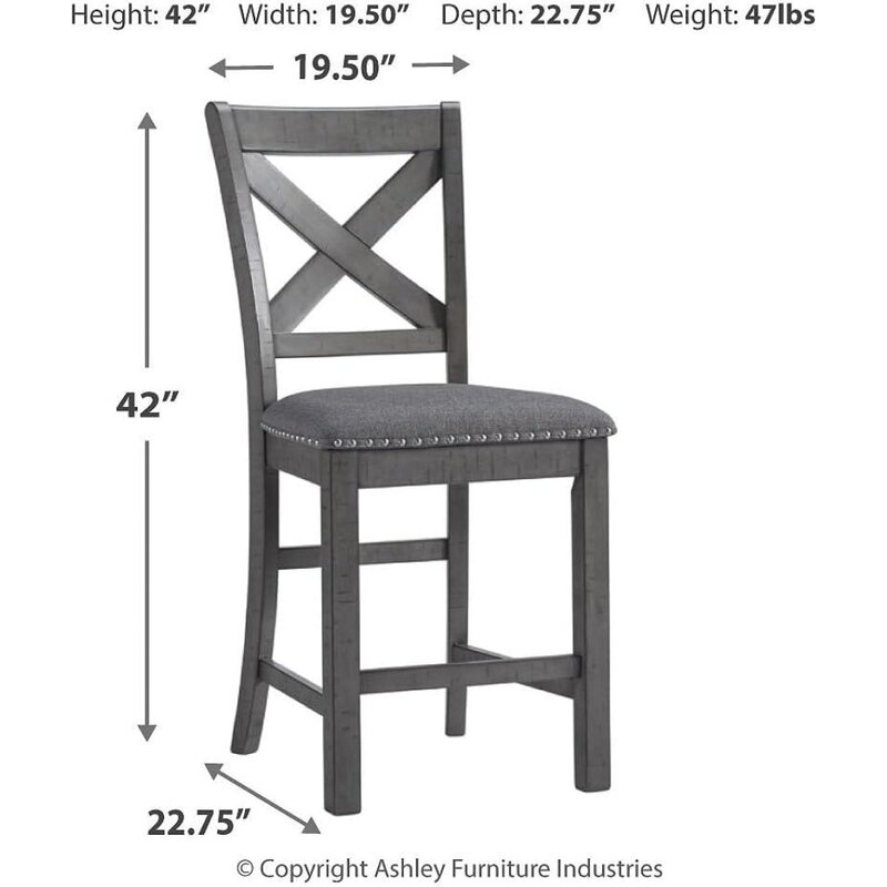 Современный барный стул Myshanna высотой 25 дюймов с обивкой, набор из 2 предметов, темно-серый