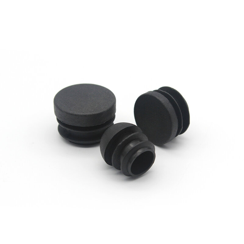Tapa de plástico negra redonda, insertos de tubo de pierna de muebles, tapón de tapón decorativo, cubierta de polvo, orificios, 10 piezas, 12mm-76mm