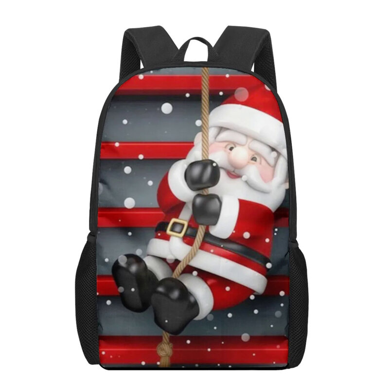 Mochilas con estampado navideño de Papá Noel para niños, mochilas escolares para niños y niñas, mochila para computadora portátil para adolescentes, mochila de viaje informal